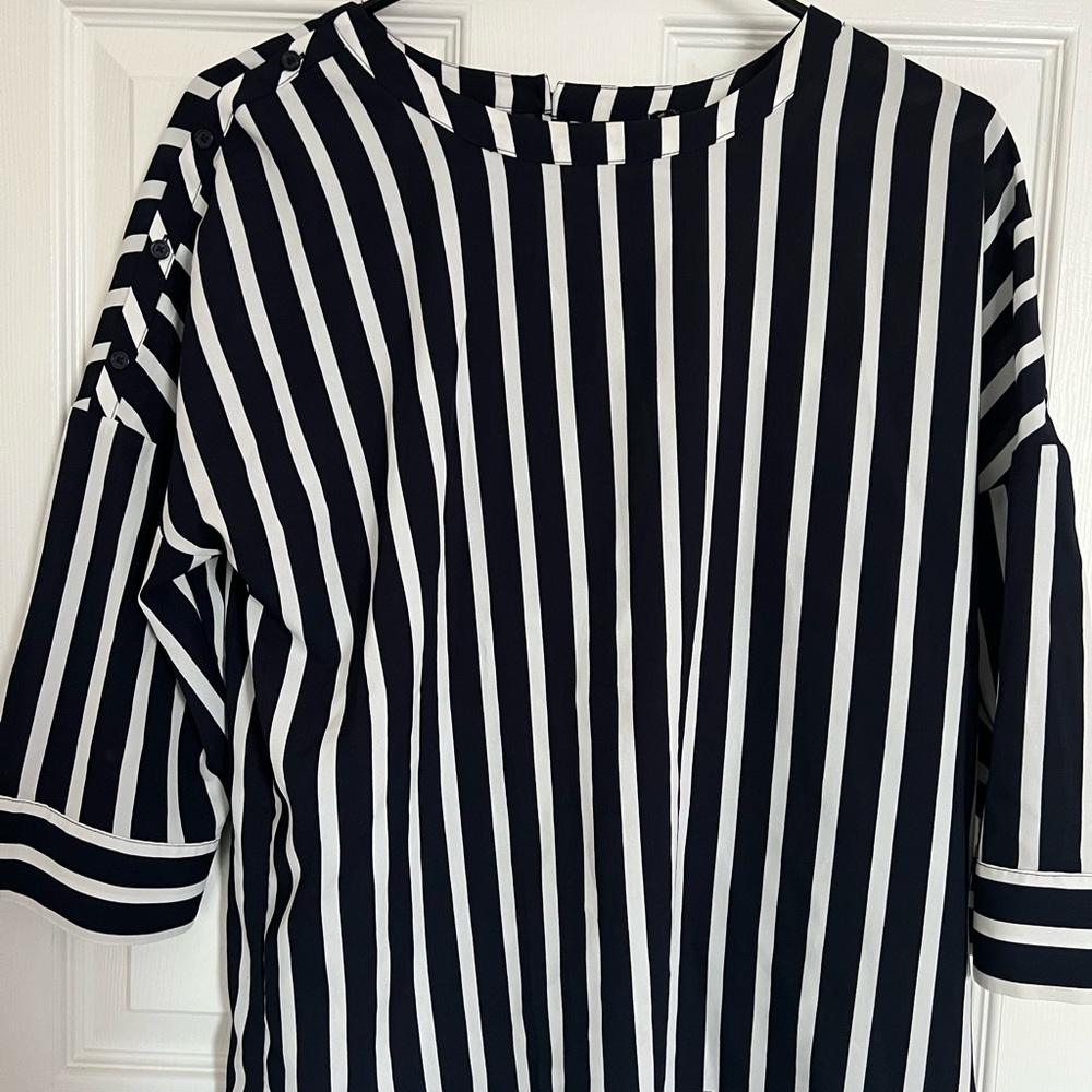 Banana Republic navy blue with white stripes blouse.